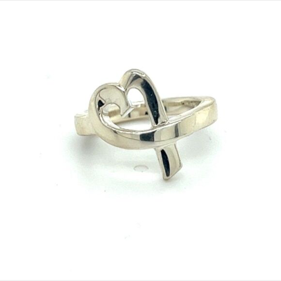 Tiffany & Co Estate Heart Ring Size 4.75 Sterling Silver TIF274 - Picture 1 of 7